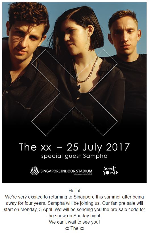 thexx concert message